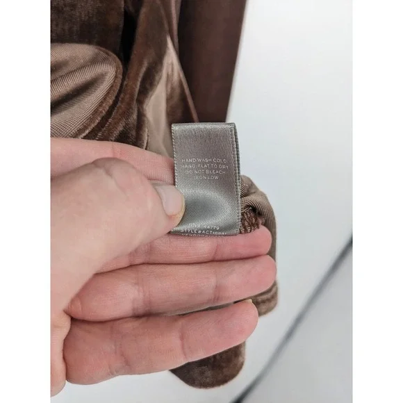 Y2K Velvet Ruched Top Womens Medium Brown Long Sleeve Shirt 90s Goblin‎ Red BKE - Picture 6 of 8